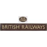 BR(W) Enamel BRITISH RAILWAYS double royal poster board header together with WR Poster board