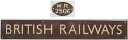 BR(W) Enamel BRITISH RAILWAYS double royal poster board header together with WR Poster board