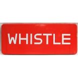 London Transport fully flanged enamel WHISTLE Sign in excellent condition.