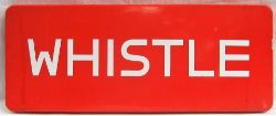 London Transport fully flanged enamel WHISTLE Sign in excellent condition.