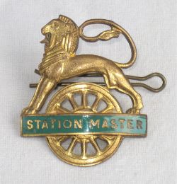 BR(S) Lion over Wheel gilt STATION MASTER Cap Badge in excellent condition.