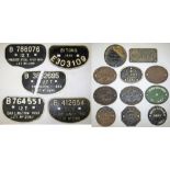 5 x Cast Iron Wagon D Plates to include B 786076 12 TON PRESSED STEEL 1962. 21 TONS 1948 E 303109. B