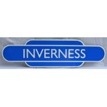 Reproduction Trackside enamel BR(SC) Totem Sign. INVERNESS In excellent condition.