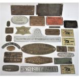 A lot containing a large number of Brass Maker's Plates from various manufacturers plus others