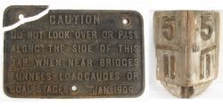 Cast Iron GWR Locomotive cab notice. Broken off section included (shown) together with a GWR