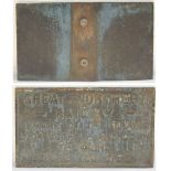 GNR Cast Iron BOT Notice. BEWARE OF THE TRAINS. Original condition measuring 22 x 12.5 in.