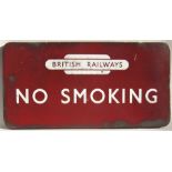 BR(M) FF enamel railway sign NO SMOKING sign showing British Railways Totem. Original condition