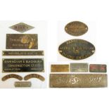 A lot containing Miscellaneous Brass Maker's Plates. SAMUEL WITHERS West Bromwich. AYERS &