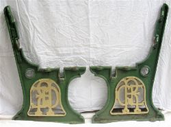 GER cast iron platform bench ends with the letters GER cast into supports. Both recovered from