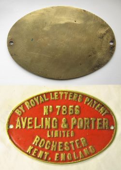 Brass Works Plate. AVELING PORTER No 7856. Measures 8 x 5.25 in.