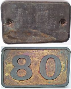 Manchester Ship Canal brass cab side number plate. 80. Ex Kitson locomotive in original condition
