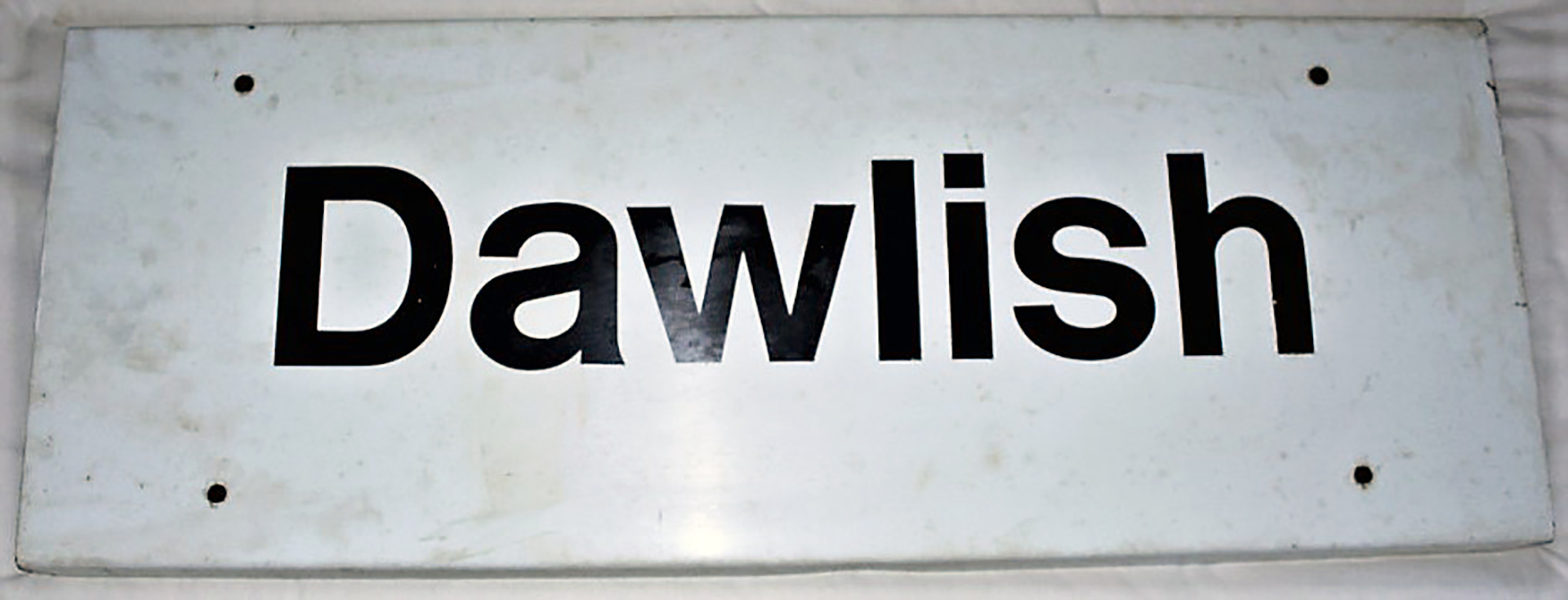 BR Modern image Station Sign DAWLISH screen printed aluminium in good ex station condition.