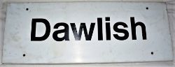 BR Modern image Station Sign DAWLISH screen printed aluminium in good ex station condition.
