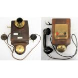 LSWR Signal Box Telephone. Complete with separate mouth and ear pieces and 2 x enamel plates