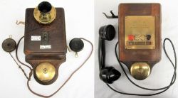 LSWR Signal Box Telephone. Complete with separate mouth and ear pieces and 2 x enamel plates