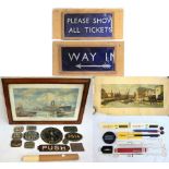 A miscellaneous lot containing a variety of items to include a poor condition carriage print (rolled