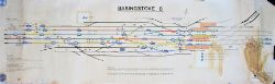 Original BRS Signal Box Diagram. BASINGSTOKE B. Shows all lines with track circuit cut outs.