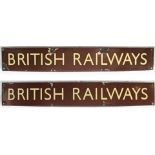 2 x BR(W) Enamel poster board headings BRITISH RAILWAYS. Both measure 27in x 4in.