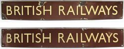 2 x BR(W) Enamel poster board headings BRITISH RAILWAYS. Both measure 27in x 4in.