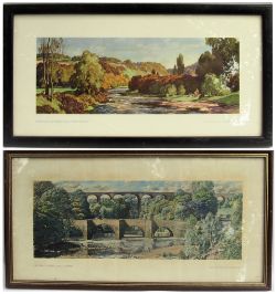 Framed & Glazed Carriage Prints. RIVER ALLEN by Leonard Squirrel together with CROXDALE VIADUCT near