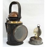 GWR pre grouping 3 aspect copper top Hand Lamp. Complete with all colour filters and etched GWR into