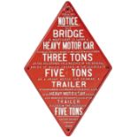 Cast Iron Bridge Diamond. MIDLAND RAILWAY COMPANY DERBY. MOTOR CAR ACTS 1898 & 1903. Complete with