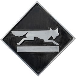 British Rail cast aluminium depot plaque for Carlisle Currock depicting the Fox. Square cast