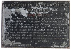 Lancashire & Yorkshire Railway cast iron Bridge Restriction Notice Hunts Bank Manchester.