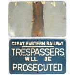 GER Cast Iron Trespass Notice. Measures 20.75 in x 12.5 in. Good original condition.