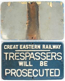 GER Cast Iron Trespass Notice. Measures 20.75 in x 12.5 in. Good original condition.