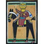 Circle of Jamini Roy (Indian 1887-1972) Man on Horseback