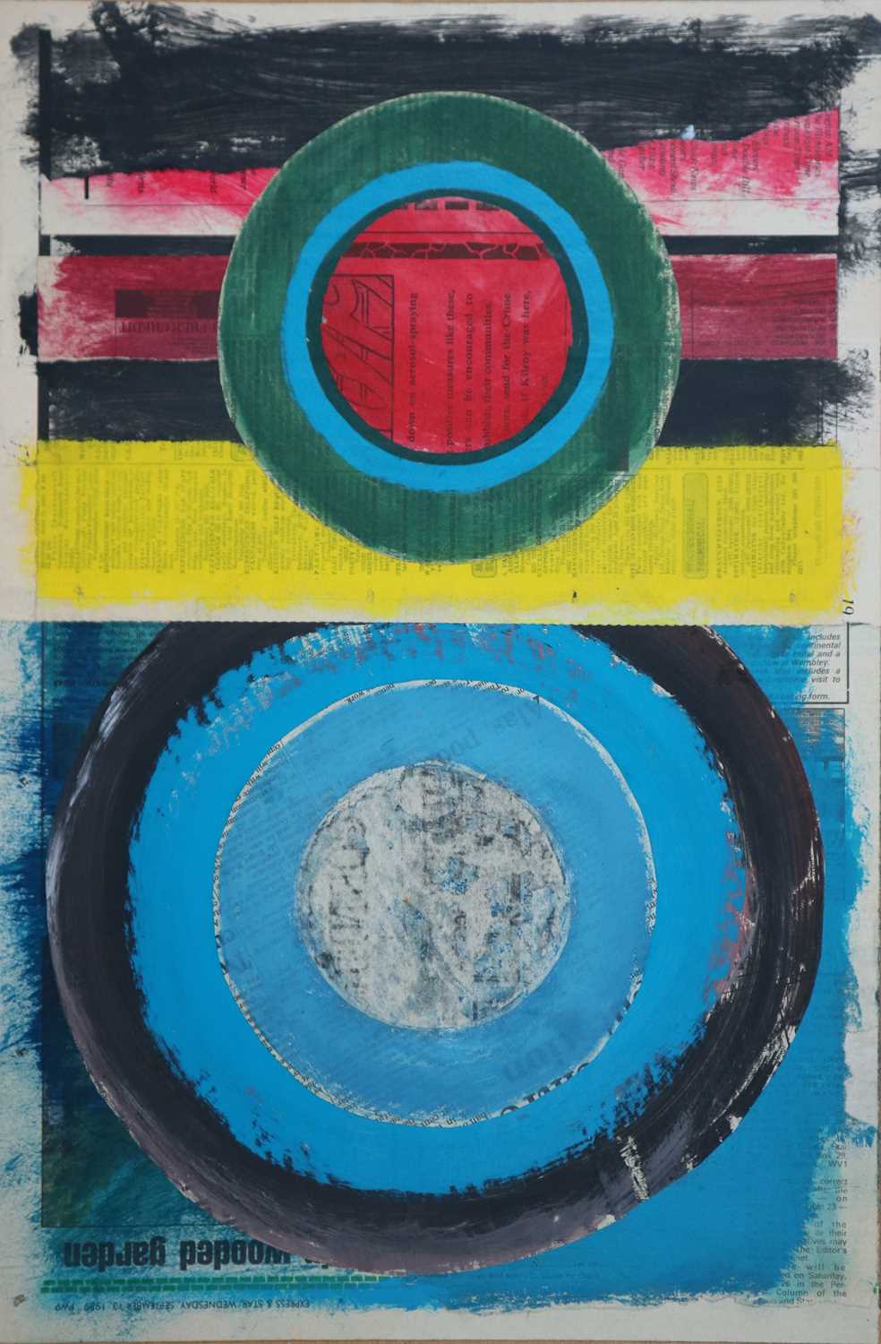 George Holt (British 1924-2005) Three Abstract Mixed Media Works Circular Forms