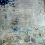 Su Ling Wang (Taiwanese Contemporary) Abstract with Wine Glass