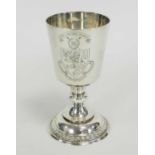 An engraved silver armorial goblet