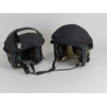 Two RAF pilot's Mk3C flying helmets, stores reference 22C/1303173, fitted with mask hook and straps,