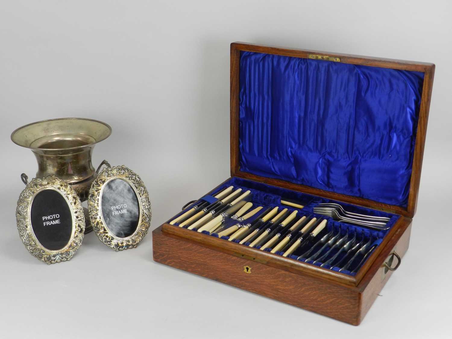 A cased part canteen of silver plated cutlery