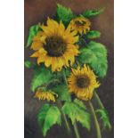 K Gunlack (British 1910-2013), Sunflowers oil on canvas