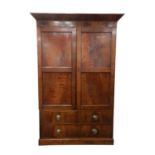 A 19th century linen press, converted to a wardrobe, 139cm wide x 64cm deep x 208cm highCondition