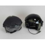Two RAF Pilot's Mk10B ALPHA flying helmets, stores reference 22C/7703392, with reflective tape to