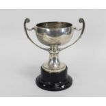 A silver presentation two handled trophy cup