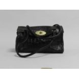 A recent vintage Mulberry leather crocodile effect handbag, of clutch form with strap handles and