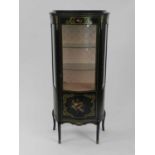 A 20th century, Louis XV style, ebonised and painted vitrine