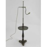 A recent Vaughan of London Japanned lacquer and brass floor lamp, with adjustable lamp head and
