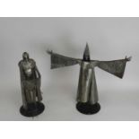Two Knightmare 'Fright Knight' sculptures by Ron Lyon: Dark Knight, 48cm, and Grim Reaper, 43cm