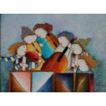 Joyce Roybal (Italian Contemporary), String Musicians oil on canvas