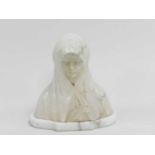 A Continental mixed alabaster bust of the Madonna, circa 1900, 19.5cm high.Condition report: Chip to