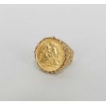 A half sovereign set ring