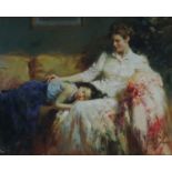After Pino Daeni (Italian 1939-2010), Mother with Child Resting on her lap Limited Edition Print