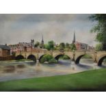 J.L. Neal (British 20th Century, English Bridge, Shrewsbury oil on canvas