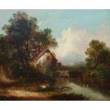 Circle of Joseph Thors Cottage in a river landscape